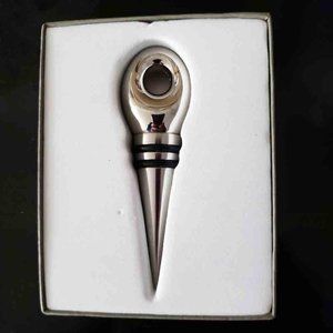 New in Box Old Stock Cole Haan Wine Bottle Stopper / Top Stainless Steel Silver